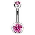 thumbnail image 4 of Belly Button Navel Rings Implant Grade Titanium Double Bezel Set Jeweled, 4 of 15