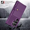 thumbnail image 6 of SaniMore Versatile Case for Samsung Galaxy S24 Ultra, Rugged PC Shell PU Leather Flip Card Pocket Stand Feature Magnetic Car Mount Shockproof Anti-drop Heavy Duty Protective Cover, Purple, 6 of 7