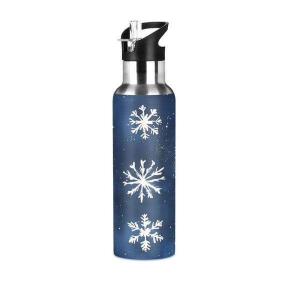 ALAZA Snowflake Christmas Water Bottle Insulated Flask Stainless Steel Straw Lid 20 oz