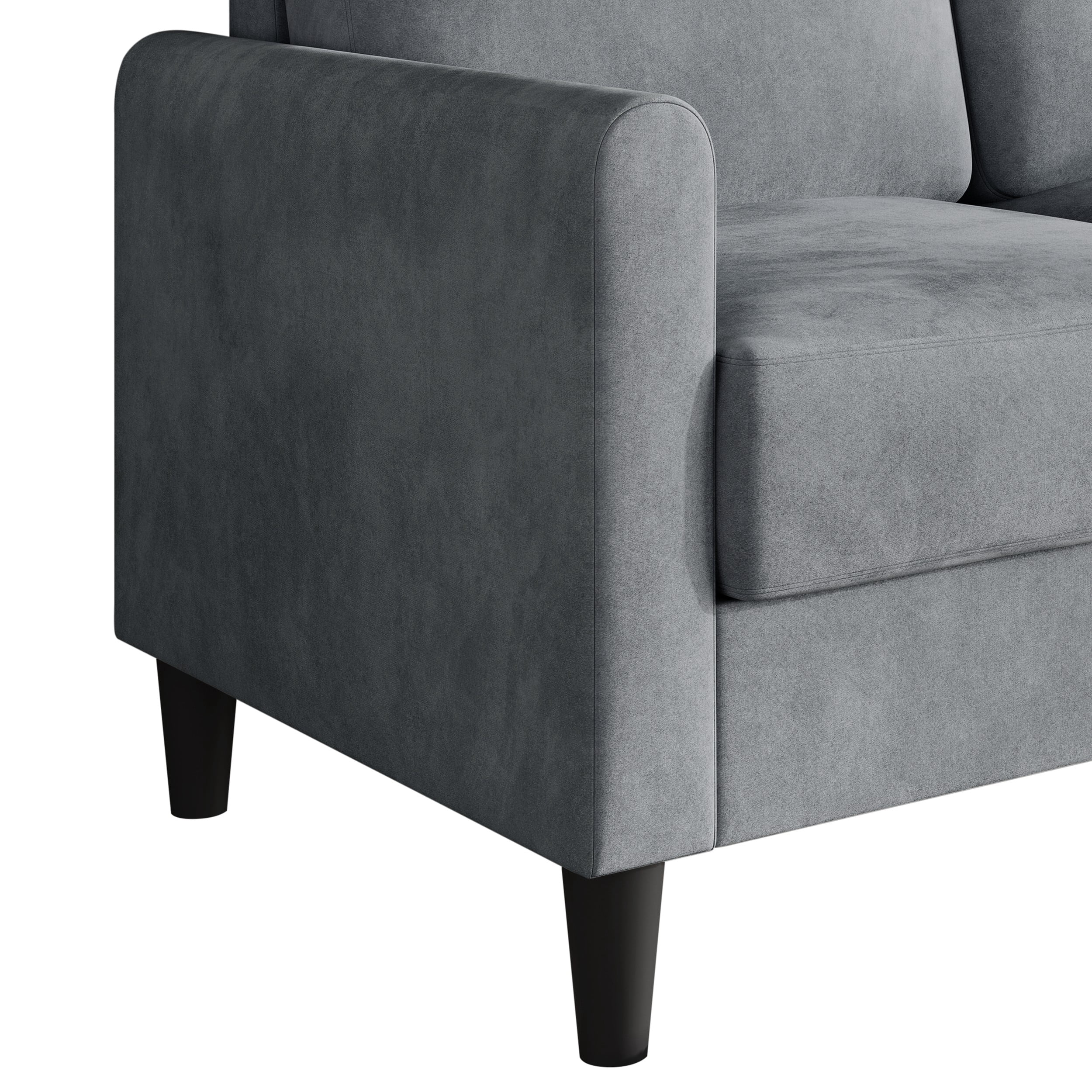 Home Design Goliad Velvet Arm Loveseat with Pocket Spring, Soft Cushions, Clean Lines Design, Gray