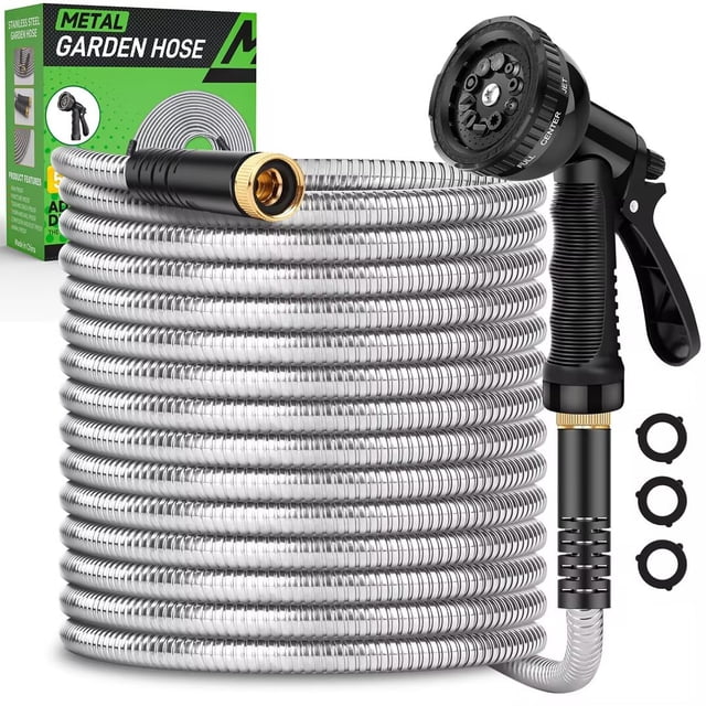 Manguera de Jardín Kebose 15 m Acero Inoxidable con 10 Boquillas