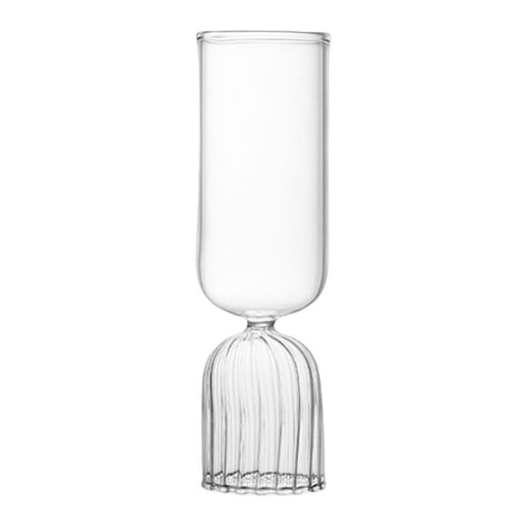 yuksok Glass 210ml Glassware Elegant with Striped Base Drinking Glasses Goblet