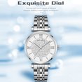 thumbnail image 3 of MINI FOCUS MF0334L Reloj de pulsera retro con números romanos para mujer, de acero inoxidable, 3 of 8