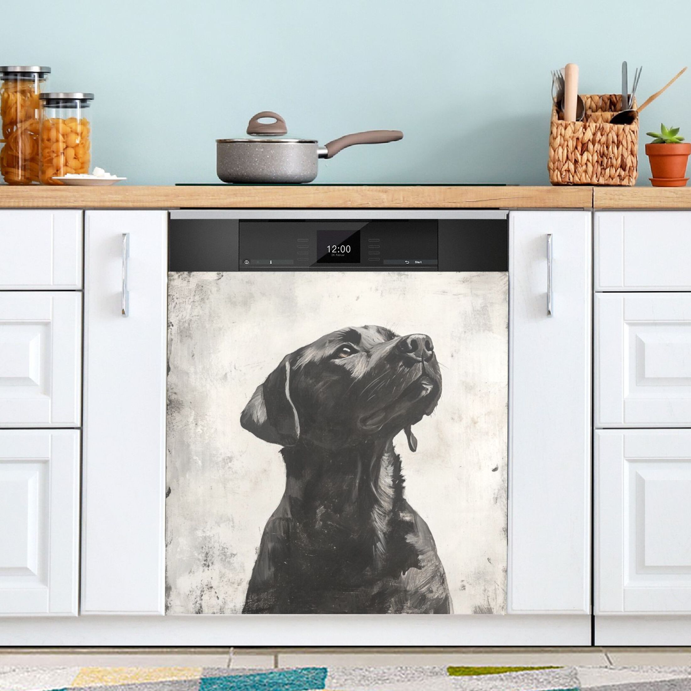 Dishwasher Magnetic Sticker 23x26 Inch Refrigerator Magnetic Sticker Washing Machine Magnetic Sticker Kitchen Panel Magnetic Sticker Home Decor Black Beauty Dog