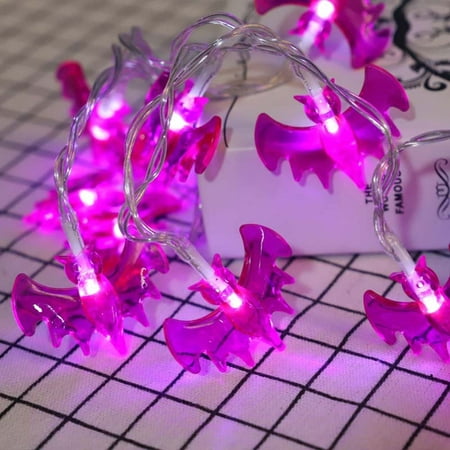 Halloween Decoration Purple Bat String Lights 10Ft 20 LEDs Battery Operated Halloween Ornament Lights Indoor Outdoor Purple Bat Lights for Halloween Party Decor
