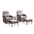 thumbnail image 2 of PARKWELL 5-Piece Outdoor Conversation Sets, High Back Patio Swivel Glider Chair Seating Furniture with Footrest for Porch - Beige, 2 of 10