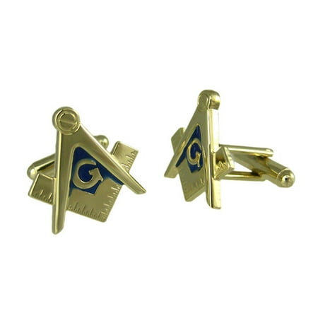 24k Gold Plated Cufflinks - Gold Plated Masonic Compass & Square Cufflinks Mason