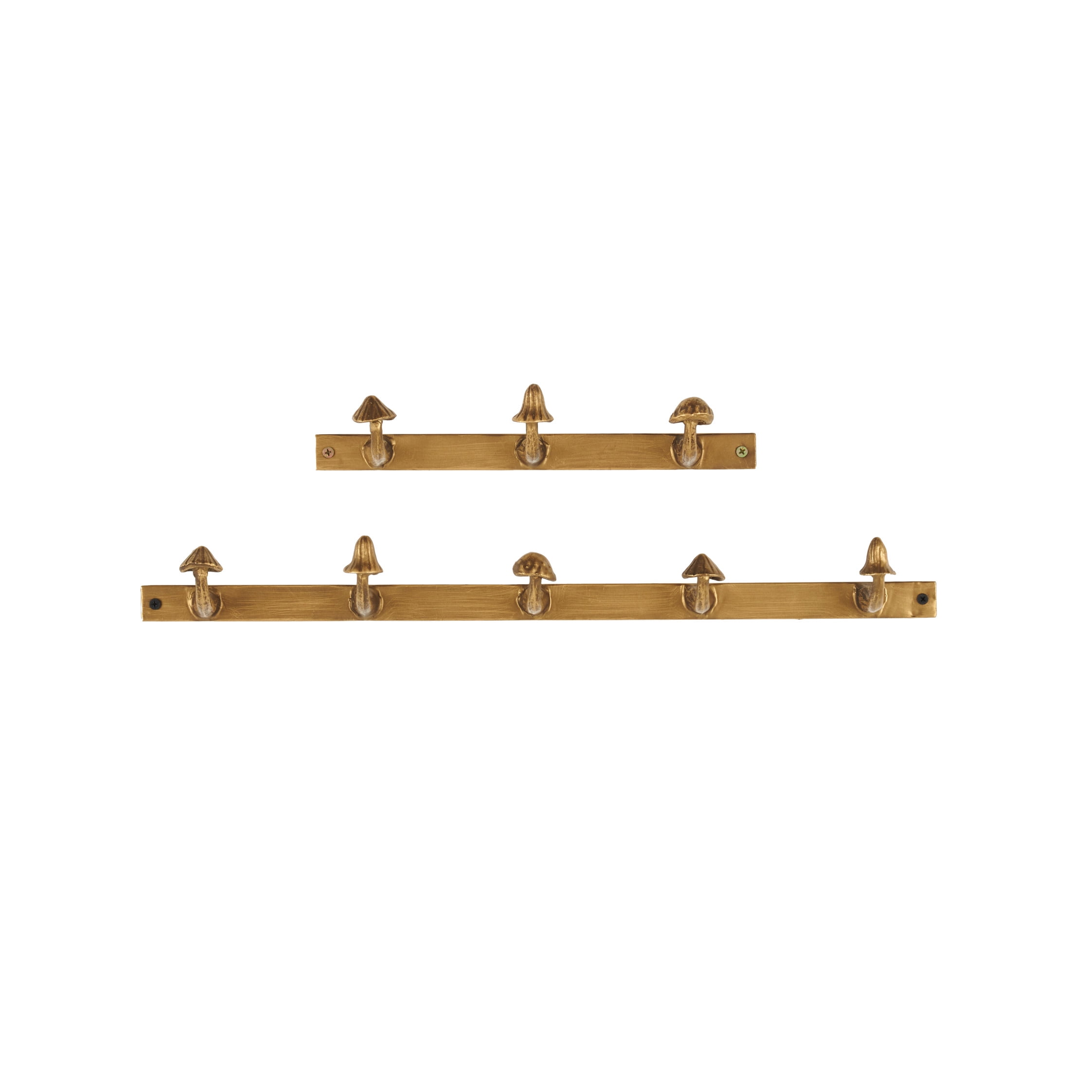 DecMode 23", 13"W Gold Metal 8 Hanger Mushroom Wall Hook, 2-Pieces