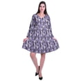 thumbnail image 2 of Moomaya Robe Courte Évasée Imprimée de Designer, Manches Longues, Tunique en Velours, Robes pour Femmes, 2 of 6