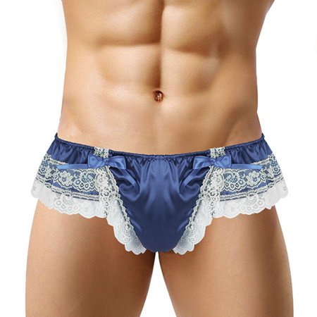 

YIWEI Mens Sexy Lingerie Underwear Pouch Panty Lace T-Back Thong Bikini Briefs 5 XL