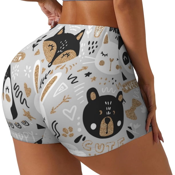 Fotbe Funny Animals Series Shorts Sin Costuras – Shorts Deportivos de Cintura Alta para Mujer, Elásticos para Gimnasio, Yoga, Running o Ciclismo-Medium