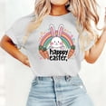 thumbnail image 4 of YueHuiYing Women's Pink Easter Bunny Print Short Sleeve T Shirt For Easter Egg Hunts Spring Brunch And Family Holiday Gatherings, 4 of 5