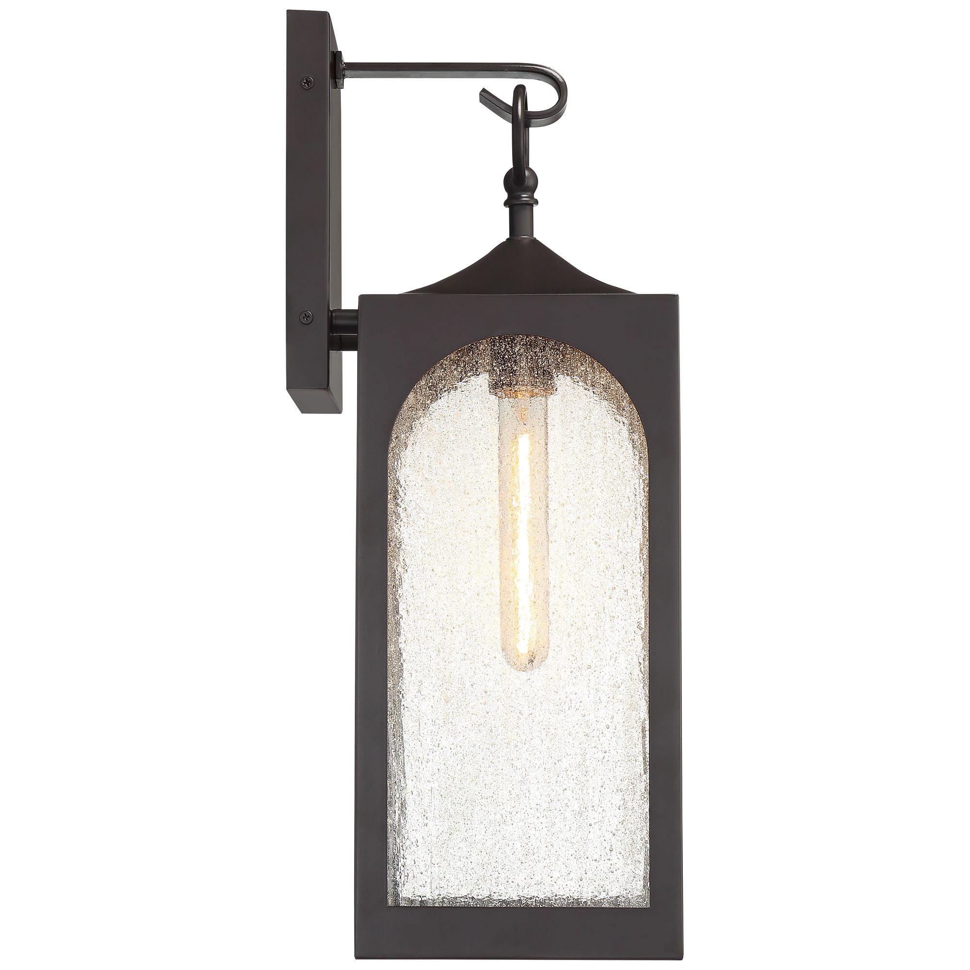 Possini Euro Design Tyne Modern Outdoor Wall Light Fixtures Set of 2 Bronze Metal 20 1/2" Seedy Glass for Post Exterior Barn Deck House