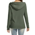 thumbnail image 6 of Hoodies for Women Waffle Knit V Neck Oversized Sweatshirt Button Down Drawstring Hooded Pullover Tops for Fall 2025 Army Green 2XL, 6 of 6