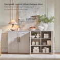 thumbnail image 3 of Arched Door Sideboard Buffet Cabinet, Accent Cabinet with Adjustable Shelf, Wood Modular Credenza Storage Cabinet for Dining Room, Living Room, Entryway, White, 3 of 8