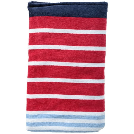 Mainstays Cotton 28" x 60" Variegated Multi Stripe Sheared Beach Towel, 1 Each