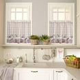 thumbnail image 4 of Fall White Pumpkin Kitchen Curtains and Valances Set, Rod Pocket Curtains Tier Farmhouse Window Curtains 36 Inch Length, Thanksgiving Pink Cute Flowers Plaid 3 Piece Kitchen Curtains Set, 4 of 6