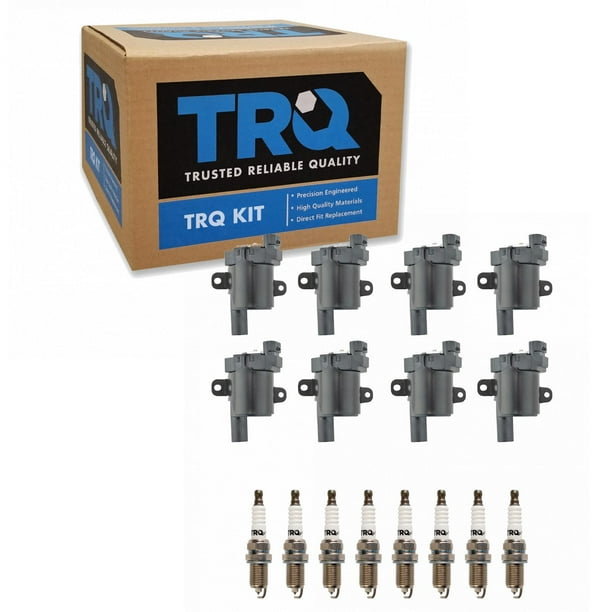 TRQ Ignition Coil & Iridium Spark Plug Kit Set for Buick Cadillac Chevy