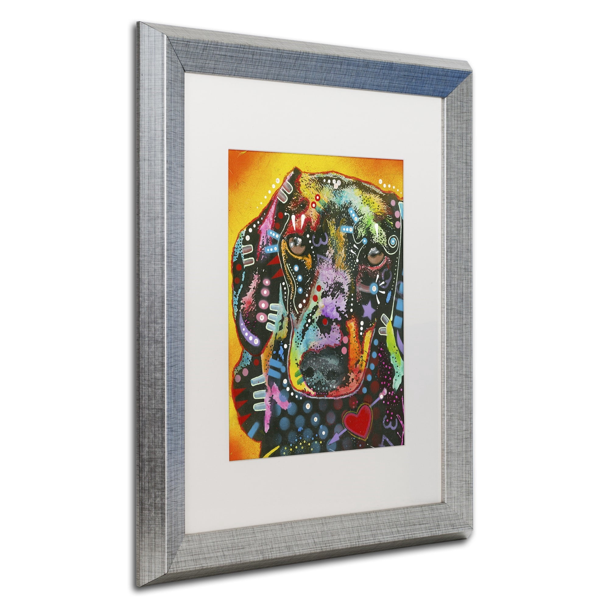 Trademark Fine Art "Brilliant Dachshund" Canvas Art by Dean Russo, White Matte, Silver Frame