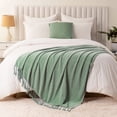 thumbnail image 5 of Battilo Sage Green Throw Blanket, Soft Cozy Chenille Blankets,Knit Throws for Spring Decor,50"x60", 5 of 8