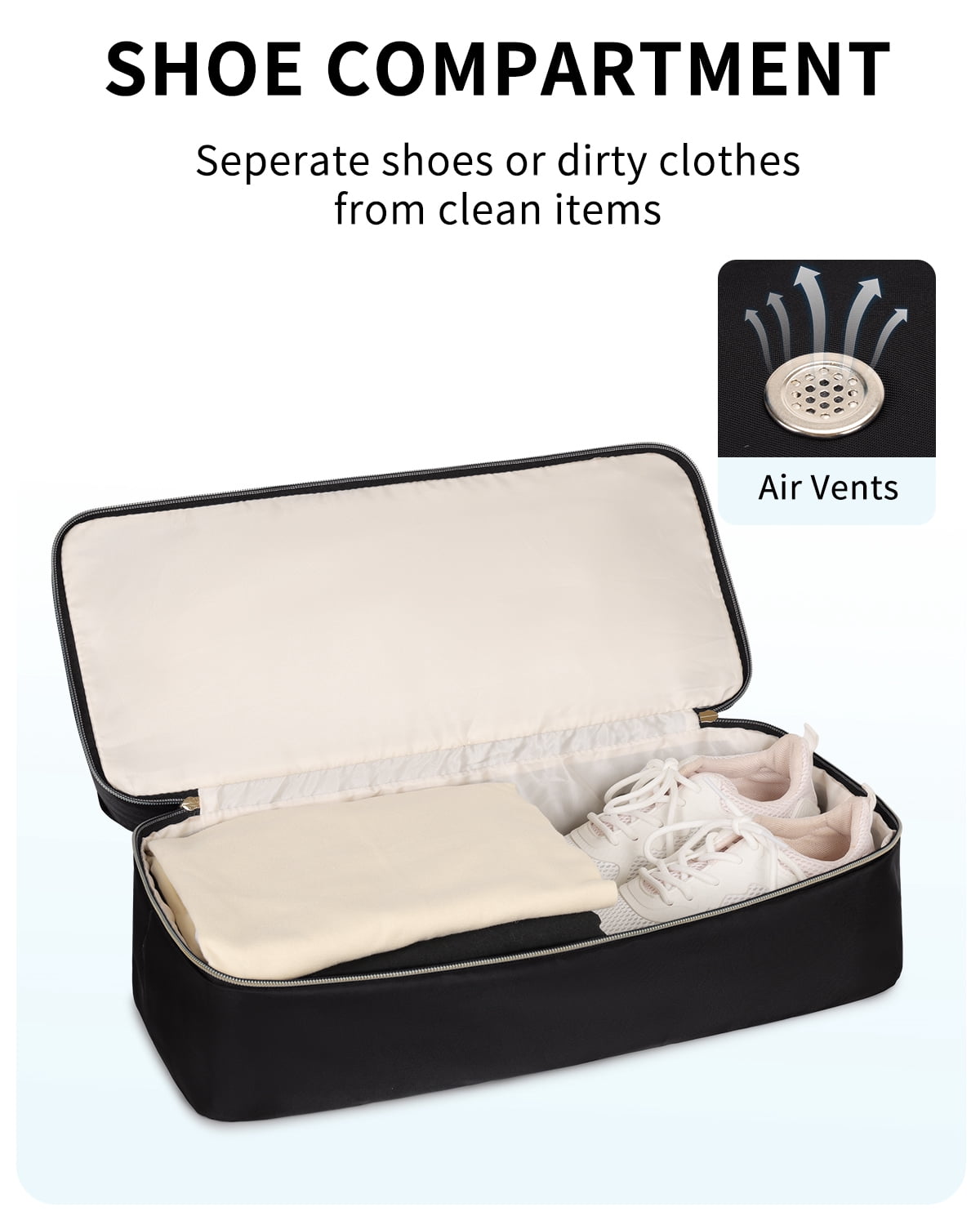 Travel Carry on Bag for Spirit Airlines Personal Item Bag 18x14x8 Underseat with Shoe Compartment, Tsa Approved Toiletry Bag with Wet Pocket,Gym Business Weekender Bag(Black)