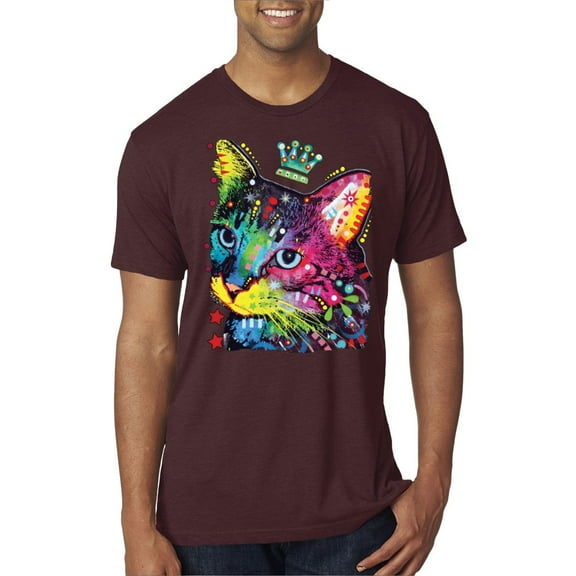 Wild Bobby Dean Russo Cat Wearing a Crown Thinking Cat Crowned Cat Lover Men Premium Tri Blend Tee, Cardinal, Small