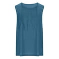 thumbnail image 4 of Royal Blue Juniors Crew Neck Faux Linen Vests Brunch Vest Tops for Women Sleeveless Loose Fit Ruched Cami Tank Basic Summer Fall Vests 2025 Soft Comfy Clothing 3XL, 4 of 5