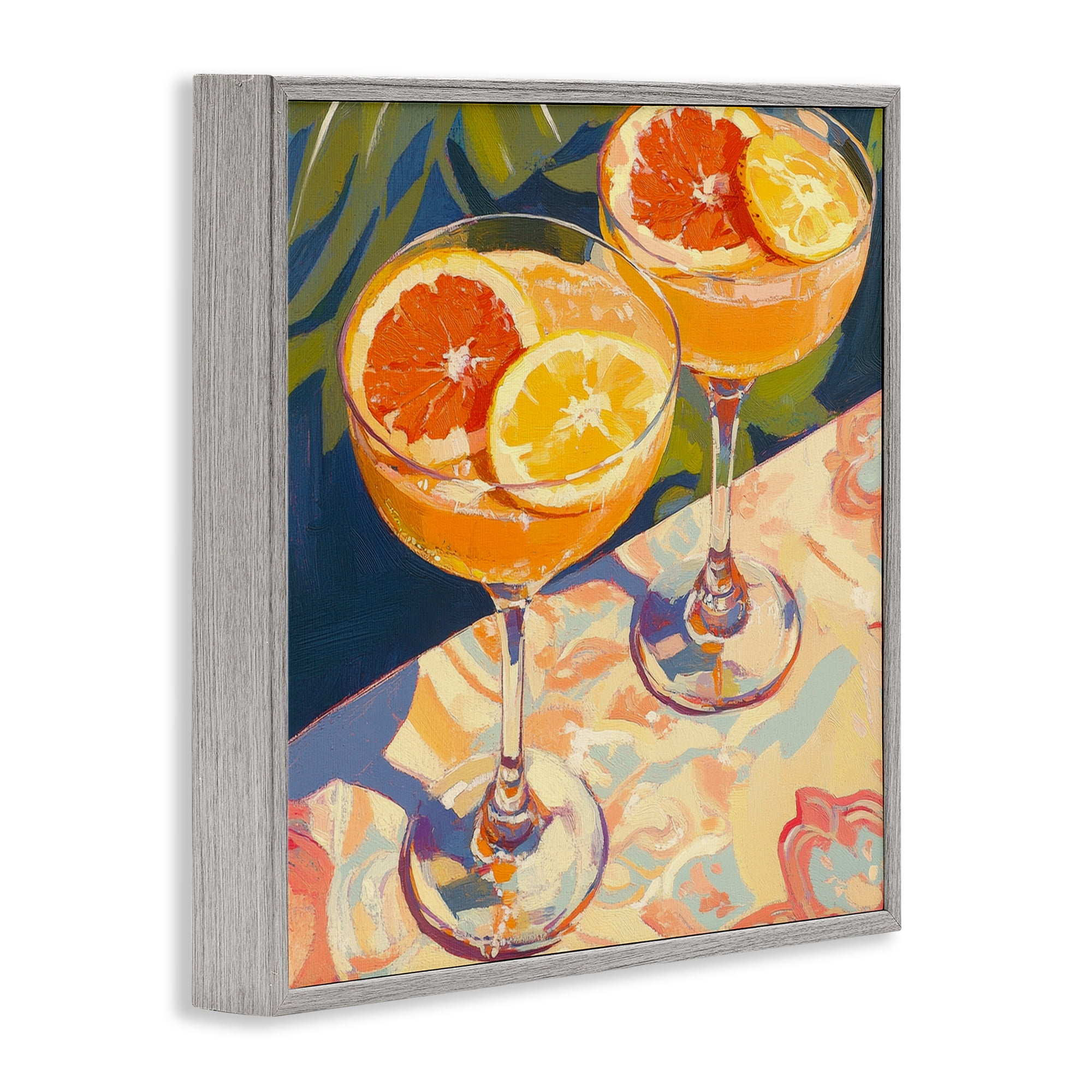 Stupell Industries Fruity Summer Cocktails Gray Framed Giclee Art, design by Petal Prints Design