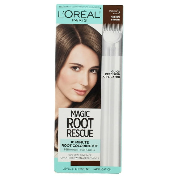 L'Oreal Paris Root Rescue 10 Minute Coloring Kit, Medium Brown [5] 1 ea (Pack of 2)