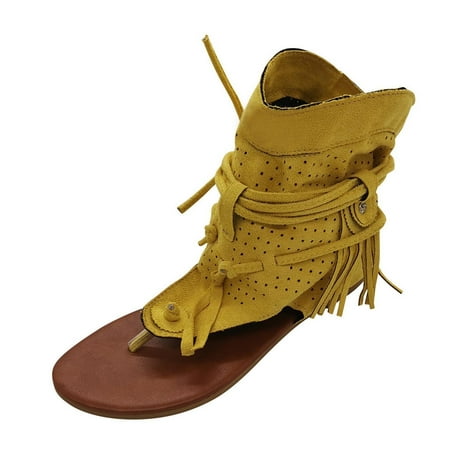 

Women S Sandals Women Girls Retro Bohemian Tassel Sandals Roman Beach Shoes Boots