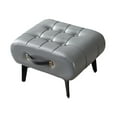 thumbnail image 1 of Reposapiés de cuero de PU para baño para niños, taburete portátil con asa, taburete de inodoro portátil multifuncional, reposapiés acolchado para dorm gris, 1 of 8