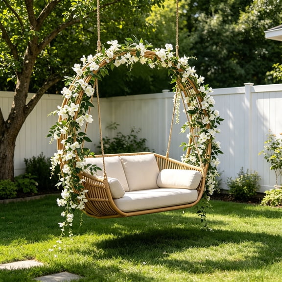 White Artificial Bougainvillea Vine, Faux Silk Hanging Plant for Outdoor Porch and Yard Decor
