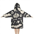 thumbnail image 2 of Spooky Halloween Icons Pattern Blanket Hoodies for Kids 6-13YR Oversize Wearable Blanket Hoodies for Boys Girls Teens, 2 of 7