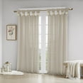 thumbnail image 3 of Madison Park Rosette Floral Embellished Cuf Tab Top 1-Piece 50x63 Solid Curtain Panel, Linen, 3 of 5