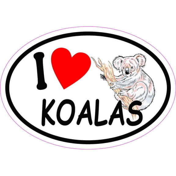 5in x 3.5in Oval I Love Koalas Vinyl Sticker