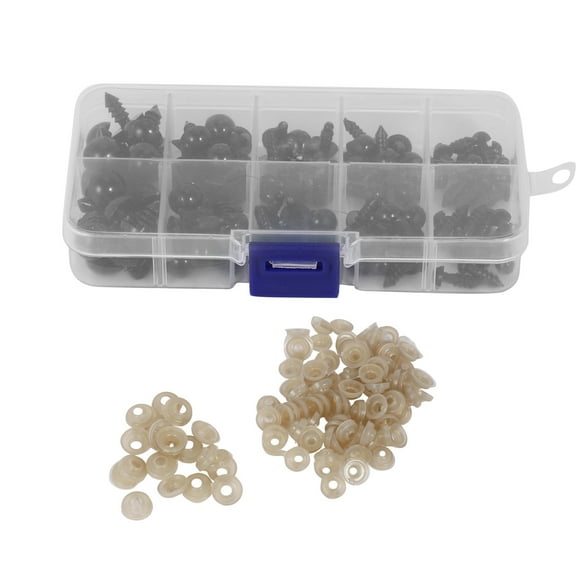 100 pcs 6-12 mm Plastic Safety Eyes, Black Safety Eyes Doll Making with 100 pcs Washer for Toy Making DIY Crafts