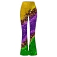 thumbnail image 3 of 2024 Women Pants Casual Work Mardi Bell Bottoms Purple Green Yellow High Waist Flare Streetwear Trousers, 3 of 4