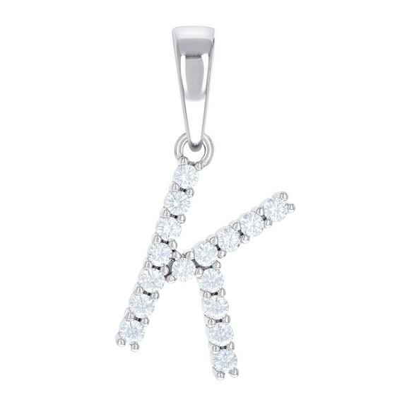 925 Sterling Silver Unisex Cubic Zirconia Letter Name Personalized Monogram Initial K Alphabet Charm Pendant Necklace 25