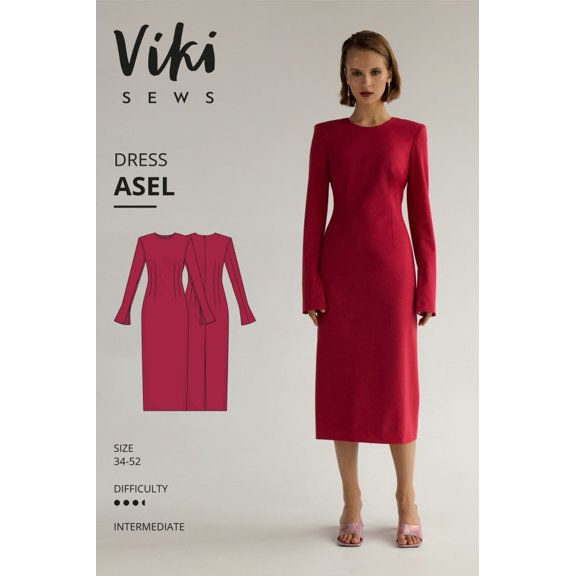 Vikisews Sewing Pattern Asel Dress Women UK 4-22 Dresses