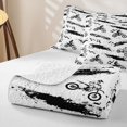 thumbnail image 4 of Manfei Sporty Motorcycle Quilt King,Checkerboard Pattern King Coverlet Set,White,3-Piece, 4 of 7