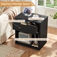thumbnail image 5 of Fluted Nightstand with Drawer, Side End Table, Small Accent Storage Cabinet, Modern Night Stand Bedside Table for Bedroom, Black, 5 of 10