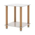 thumbnail image 4 of Resenkos 2-Tier Open Storage Small End Table with Glass Shelves and Removable Wheels, White&Oak, 4 of 8