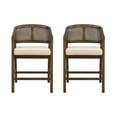 thumbnail image 1 of Noble House Wooden Frame Counter Stool Set of 2,Rattan Back with Rubberwood Frame,Beige+Walnut, 1 of 8
