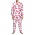thumbnail image 3 of Salouo pink polka dot bows Print Button-Front Long Sleeve Pajama Set for Men, Soft 2Pjs Men's Long Sleeve Sleepwear-Medium, 3 of 7