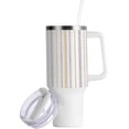thumbnail image 2 of SKYSONIC 40oz Tumbler with Handle and Straw-Double Wall Vacuum Reusable Stainless Steel Insulated Water Bottle Mothers Day GiftsBlue Yellow White Striped, 2 of 7