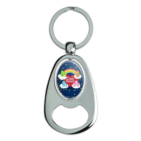 Care Bears Classic Logo Group Keychain Chrome Metal Spinning Oval Bottle Opener
