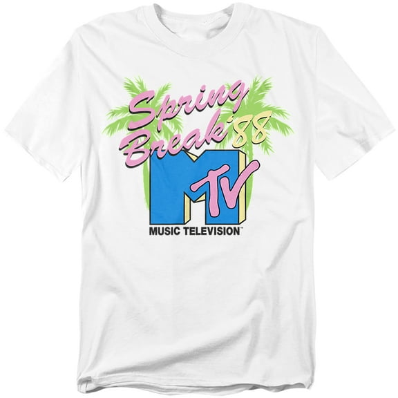 MTV - Logo T-Shirt Spring Break Neon Palm Trees Unisex Graphic Tee for Men & Women