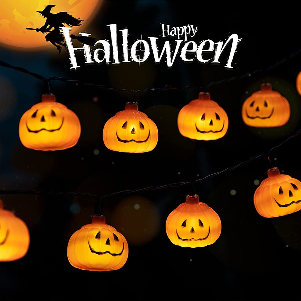 Halloween Pumpkin String Lights 20 LED 9.8ft Waterproof JackO