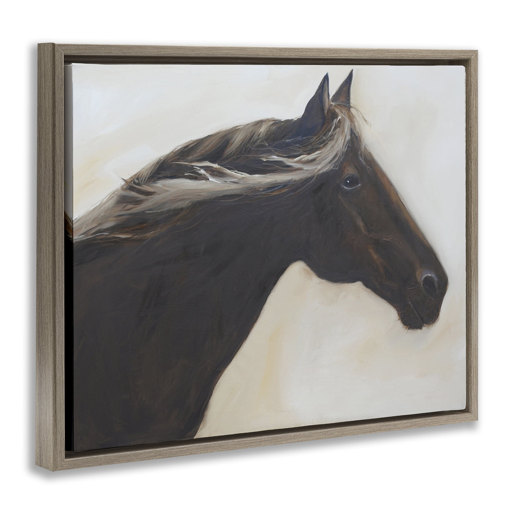Stupell Industries The Mare In Profile Brown Framed Floater Canvas Wall Art, design by Jadei Graphics