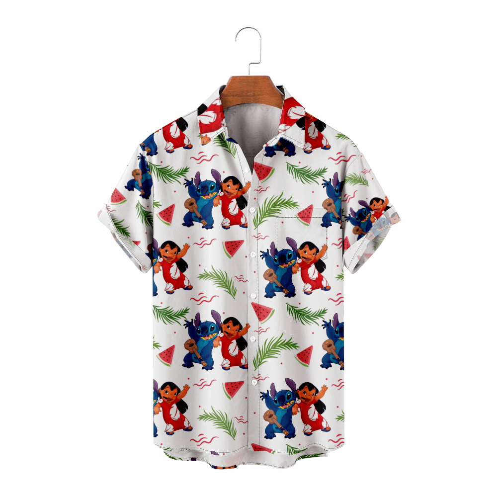 Shirts for Men & Boys Hawaiian Lilo Stitch Print Regular Fit Casual ...